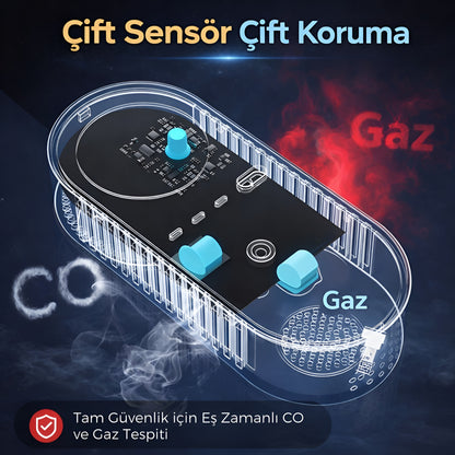 Glimera™ 4’ü 1 Arada CO ve Gaz Kaçağı Dedektörü (Sıcaklık & Nem Göstergeli)